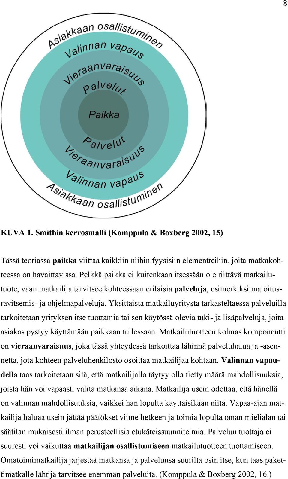 Yksittäistä matkailuyritystä tarkasteltaessa palveluilla tarkoitetaan yrityksen itse tuottamia tai sen käytössä olevia tuki- ja lisäpalveluja, joita asiakas pystyy käyttämään paikkaan tullessaan.