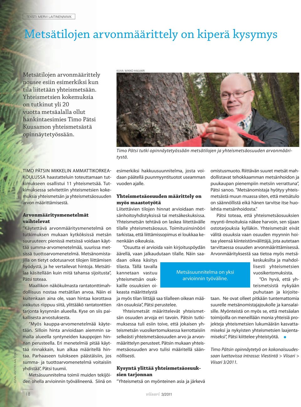 kuva: mikko halvari Timo Pätsi tutki opinnäytetyössään metsätilojen ja yhteismetsäosuuden arvonmääritystä.