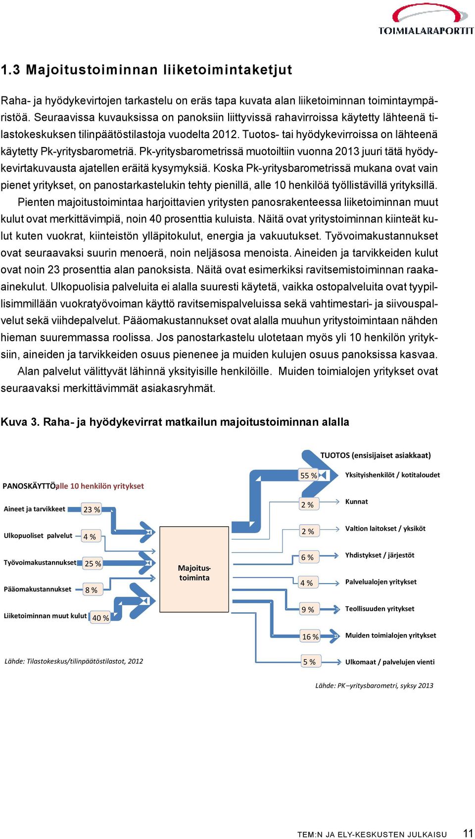 Tuotos- tai hyödykevirroissa on lähteenä käytetty Pk-yritysbarometriä. Pk-yritysbarometrissä muotoiltiin vuonna 2013 juuri tätä hyödykevirtakuvausta ajatellen eräitä kysymyksiä.