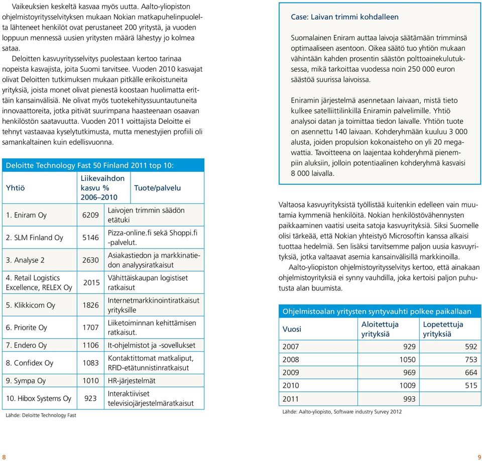 sataa. Deloitten kasvuyritysselvitys puolestaan kertoo tarinaa nopeista kasvajista, joita Suomi tarvitsee.