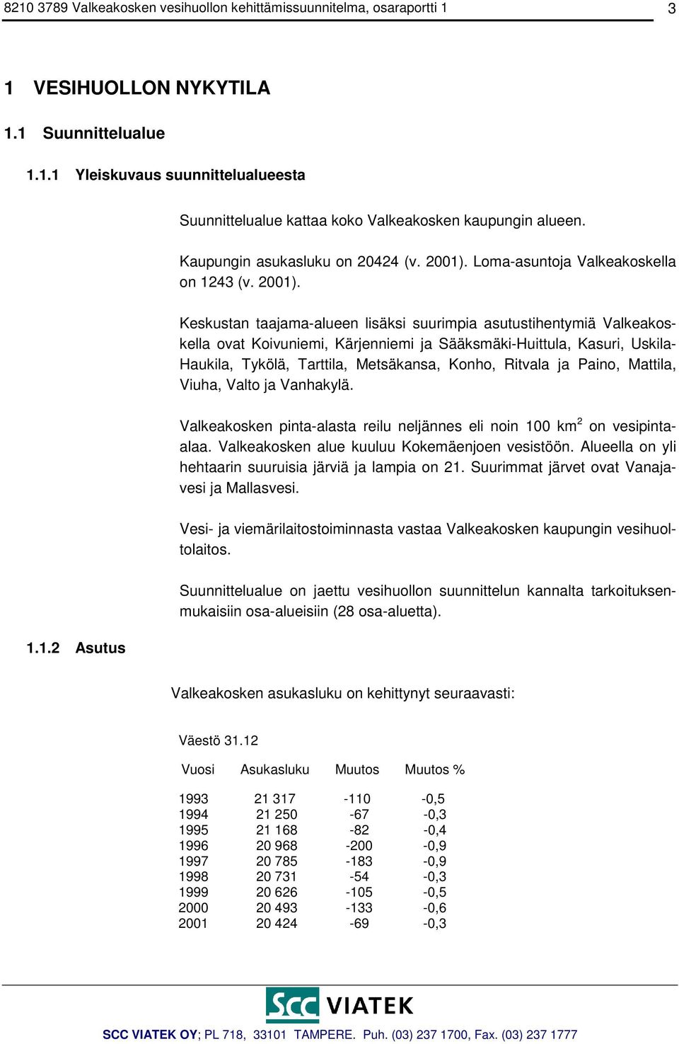 Loma-asuntoja Valkeakoskella on 1243 (v. 2001).