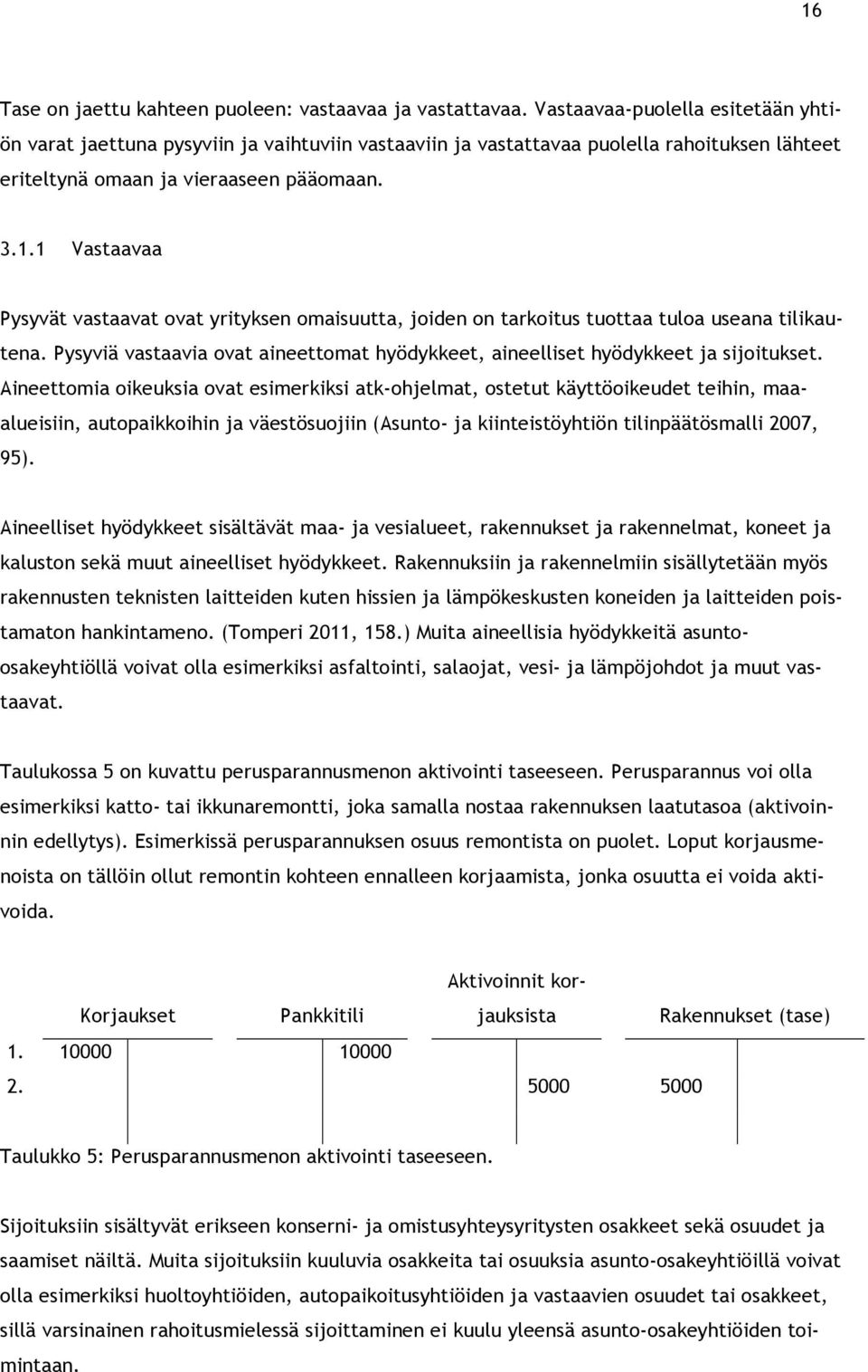 1 Vastaavaa Pysyvät vastaavat ovat yrityksen omaisuutta, joiden on tarkoitus tuottaa tuloa useana tilikautena. Pysyviä vastaavia ovat aineettomat hyödykkeet, aineelliset hyödykkeet ja sijoitukset.