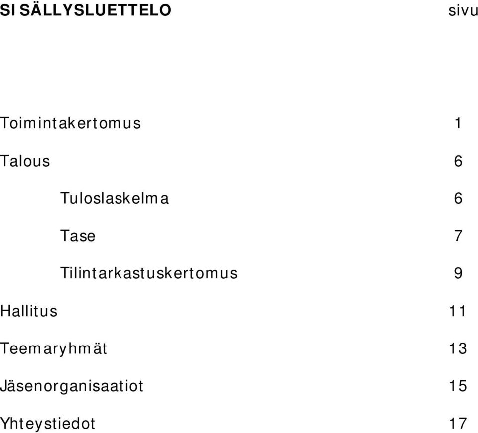 Tilintarkastuskertomus 9 Hallitus 11