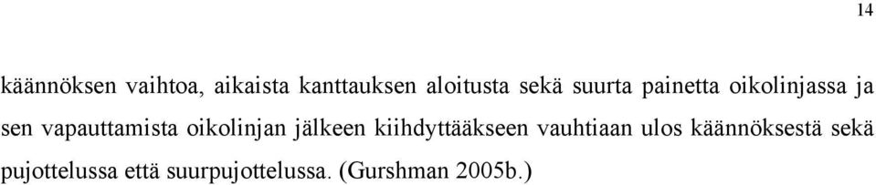 oikolinjan jälkeen kiihdyttääkseen vauhtiaan ulos