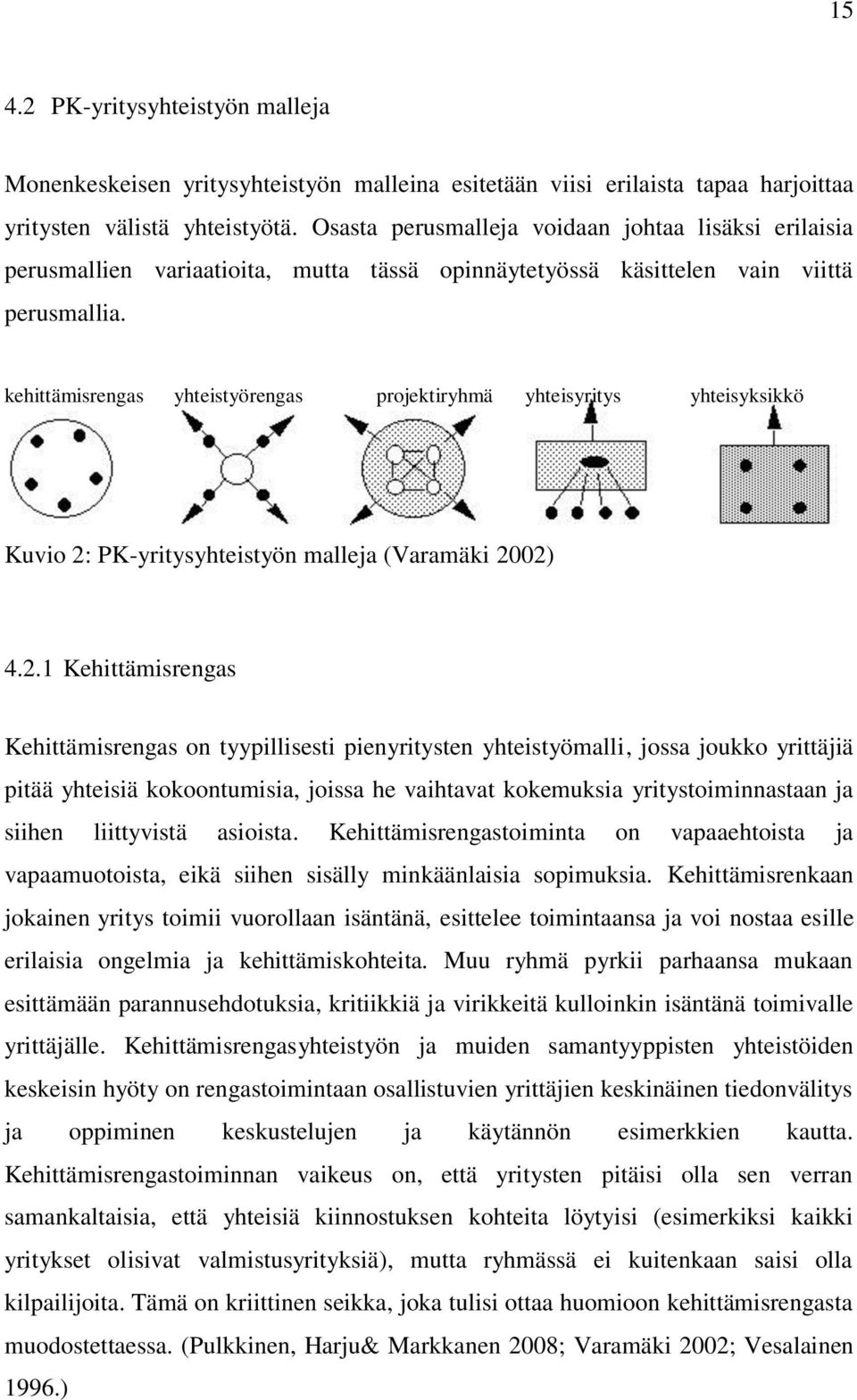 kehittämisrengas yhteistyörengas projektiryhmä yhteisyritys yhteisyksikkö Kuvio 2: