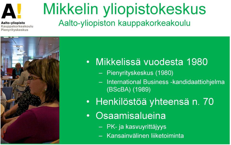 Business -kandidaattiohjelma (BScBA) (1989) Henkilöstöä yhteensä