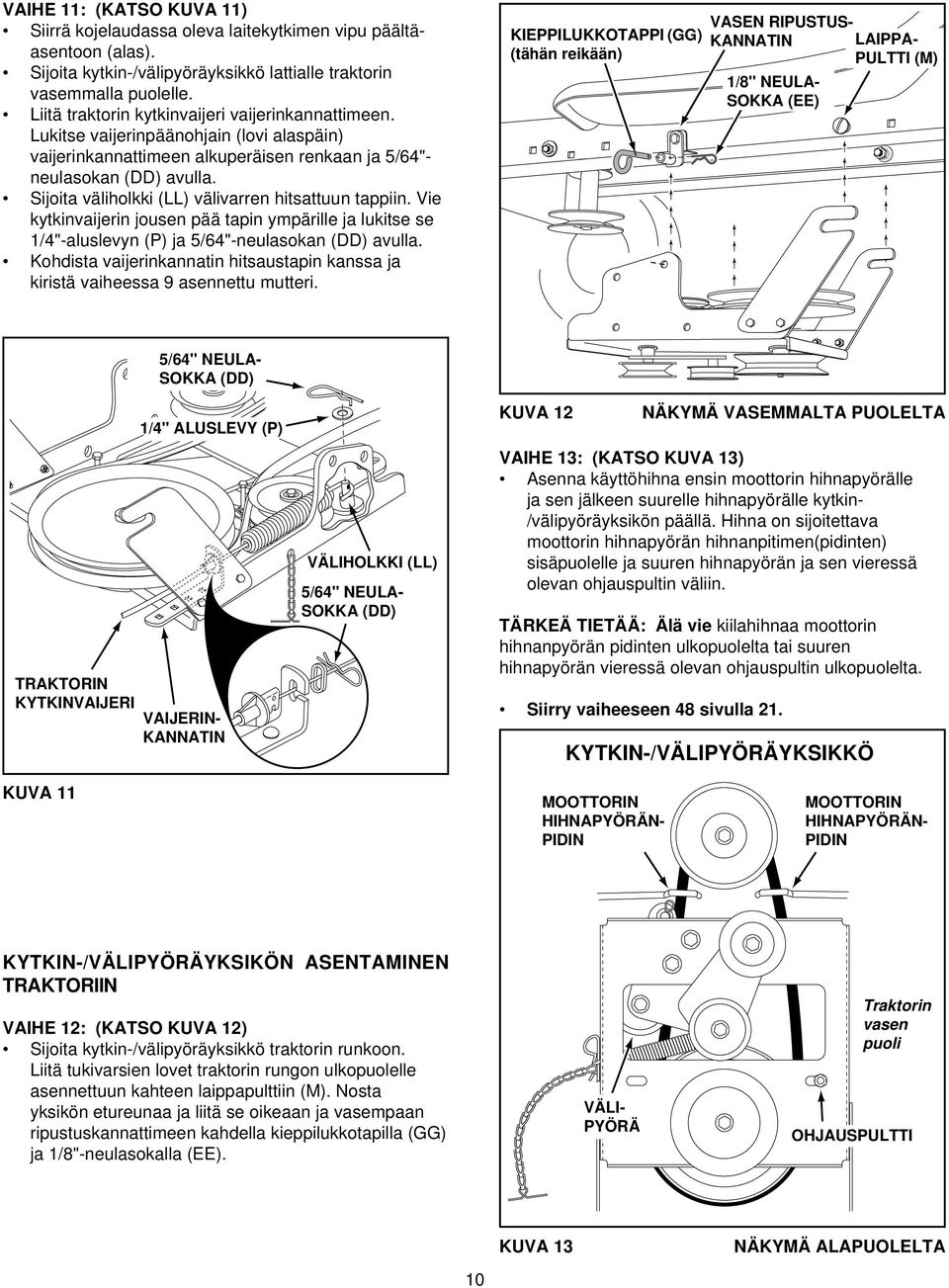 Sijoita väliholkki (LL) välivarren hitsattuun tappiin. Vie kytkinvaijerin jousen pää tapin ympärille ja lukitse se 1/4"-aluslevyn (P) ja 5/64"-neulasokan (DD) avulla.