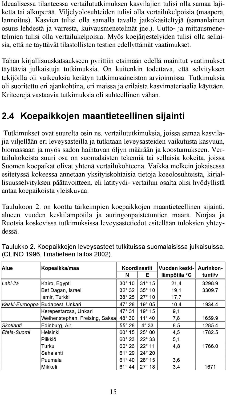 Myös koejärjestelyiden tulisi olla sellaisia, että ne täyttävät tilastollisten testien edellyttämät vaatimukset.