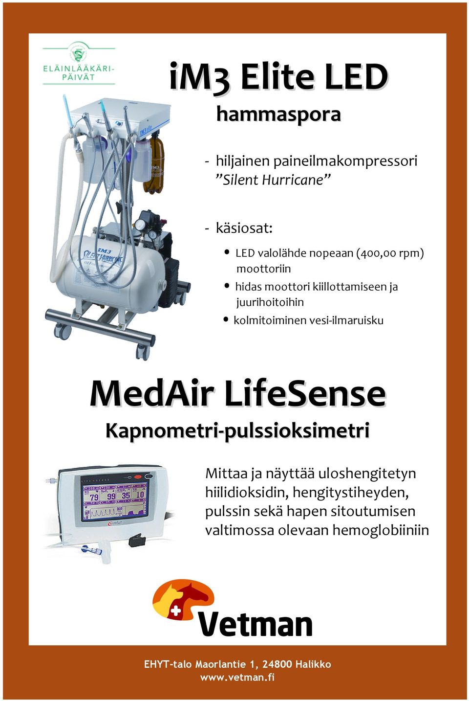 kolmitoiminenvesi ilmaruisku MedAirLifeSense Kapnometri pulssioksimetri