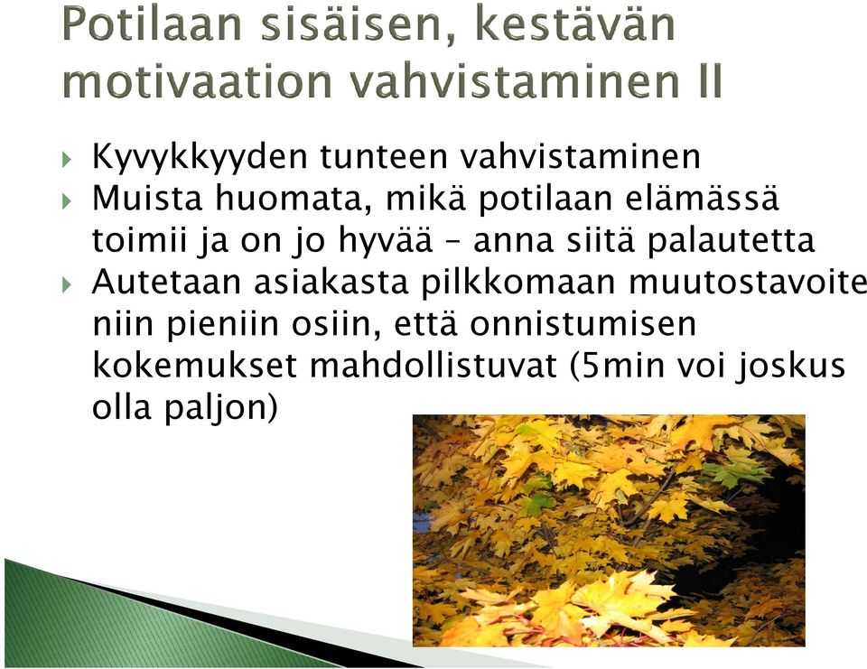 asiakasta pilkkomaan muutostavoite niin pieniin osiin, että