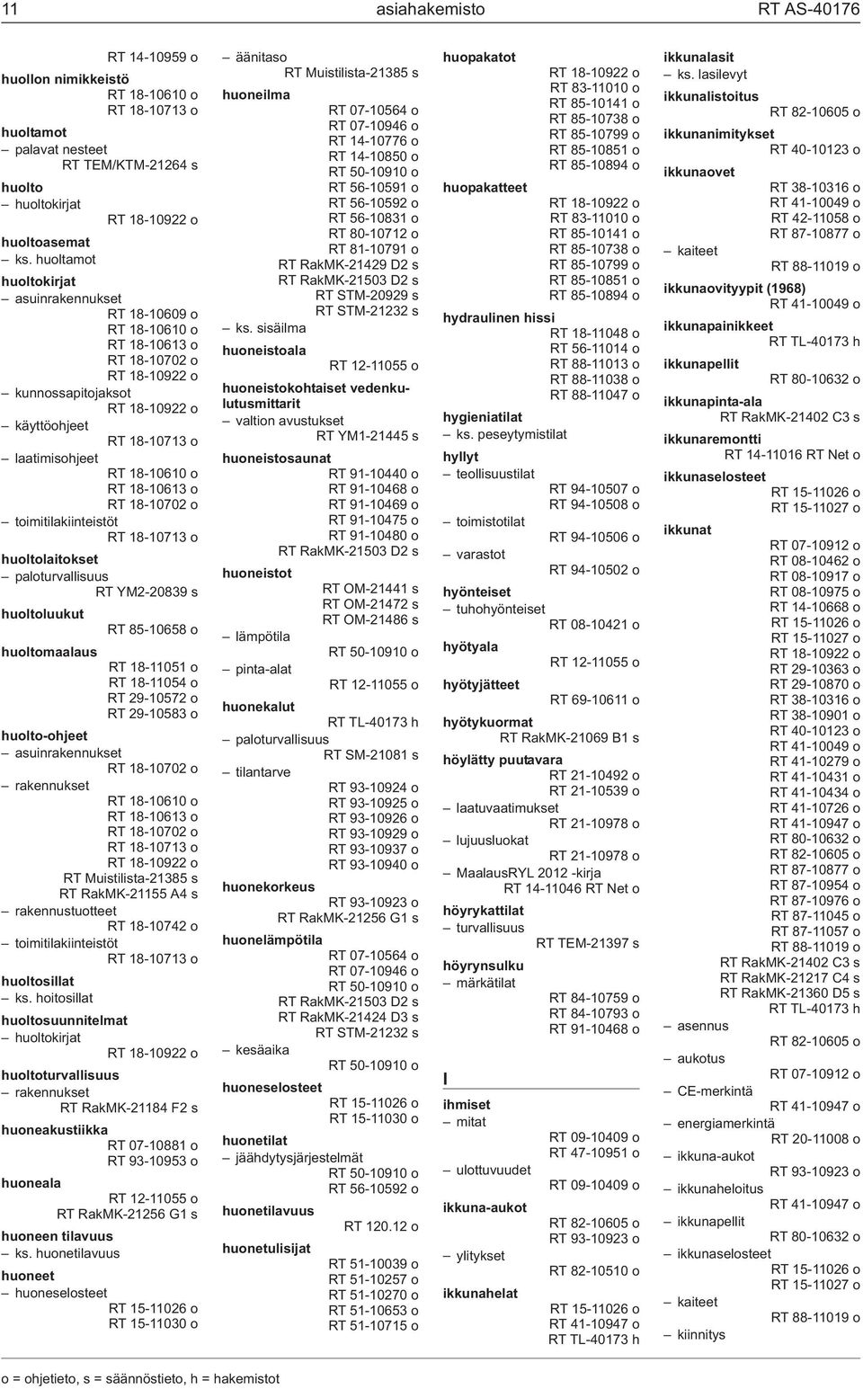 toimitilakiinteistöt RT 18-10713 o huoltolaitokset paloturvallisuus RT YM2-20839 s huoltoluukut RT 85-10658 o huoltomaalaus RT 18-11051 o RT 18-11054 o RT 29-10572 o RT 29-10583 o huolto-ohjeet