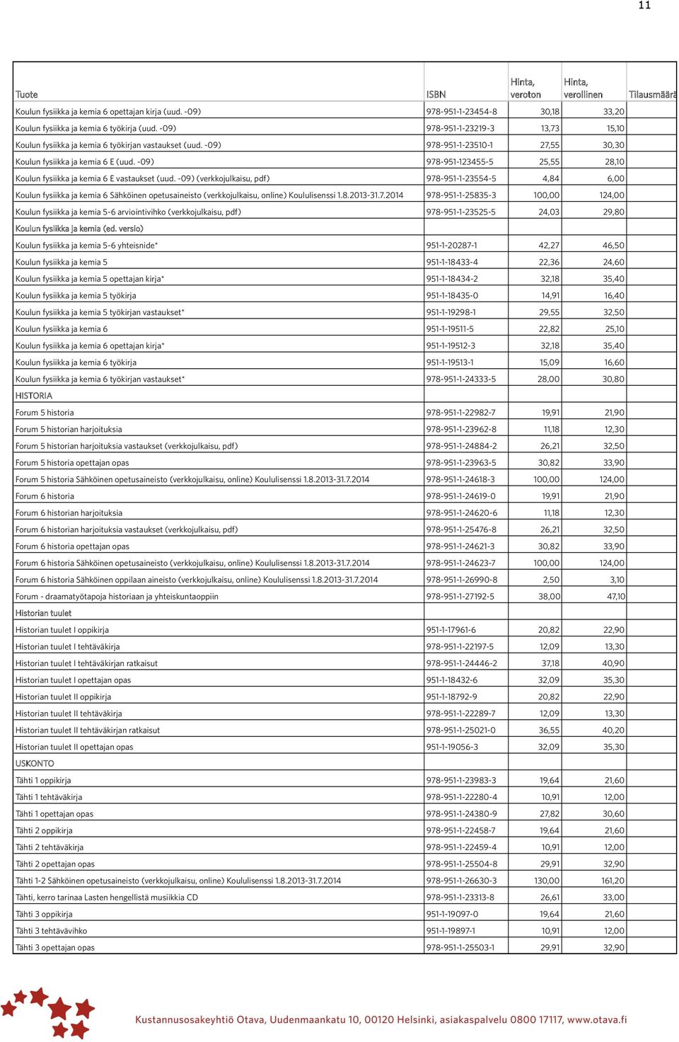 -09) 978-951-123455-5 25,55 28,10 Koulun fysiikka ja kemia 6 E vastaukset (uud.