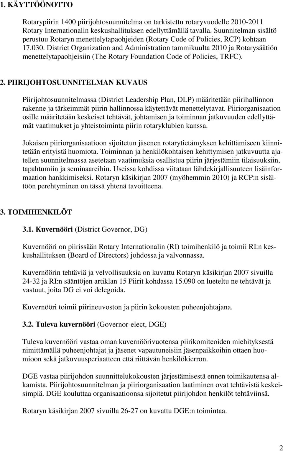 District Organization and Administration tammikuulta 20