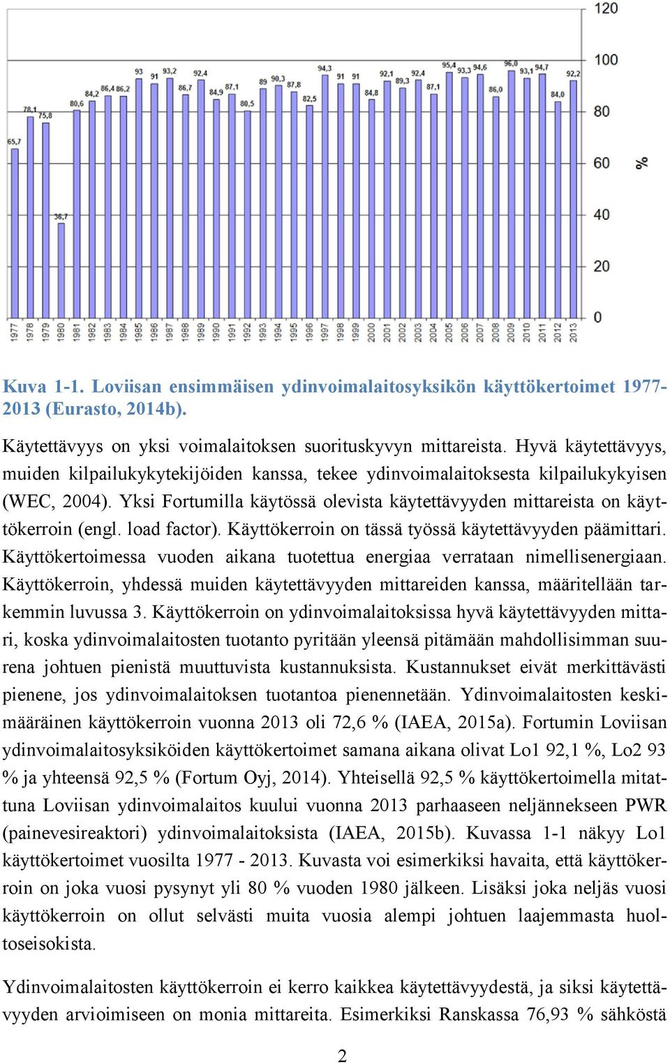 load factor). Käyttökerroin on tässä työssä käytettävyyden päämittari. Käyttökertoimessa vuoden aikana tuotettua energiaa verrataan nimellisenergiaan.