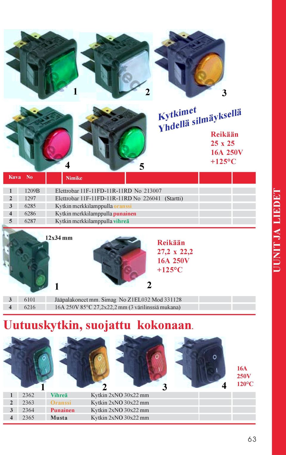 Reikään 7, x, 6A 50V +5 C 60 Jääpalakoneet mm.