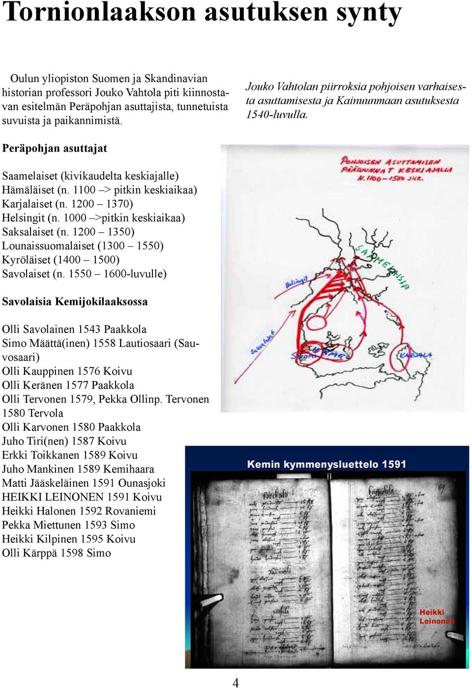 1100 > pitkin keskiaikaa) Karjalaiset (n. 1200 1370) Helsingit (n. 1000 >pitkin keskiaikaa) Saksalaiset (n. 1200 1350) Lounaissuomalaiset (1300 1550) Kyröläiset (1400 1500) Savolaiset (n.