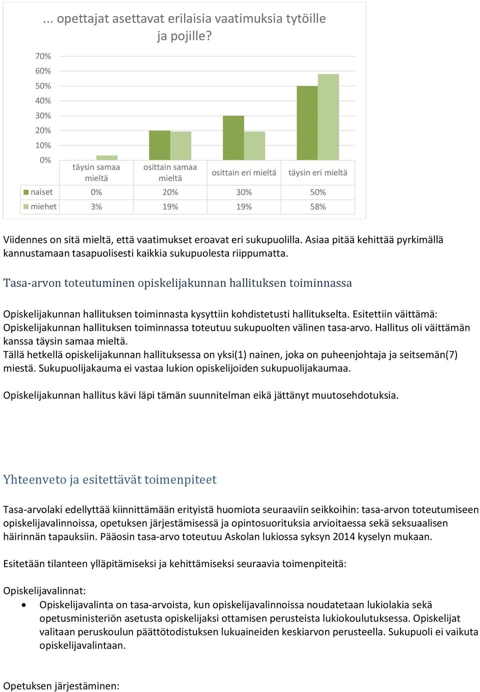 Asiaa pitää kehittää pyrkimällä kannustamaan tasapuolisesti kaikkia sukupuolesta riippumatta.