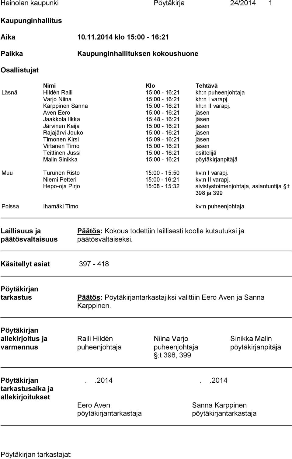 Karppinen Sanna 15:00-16:21 kh:n II varapj.