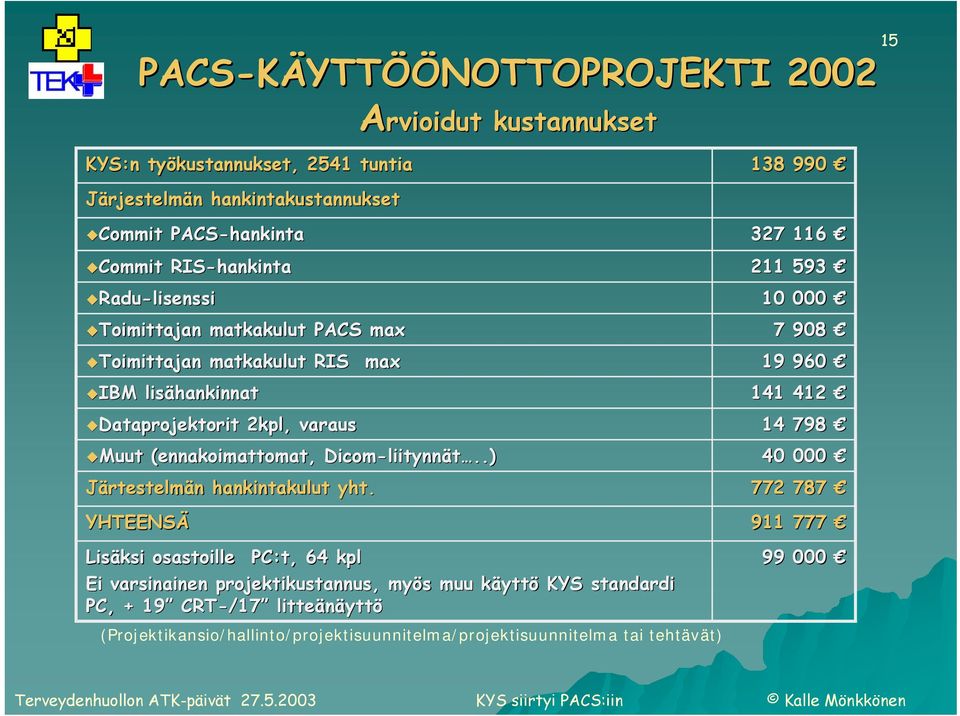 .) Järtestelmän hankintakulut yht.