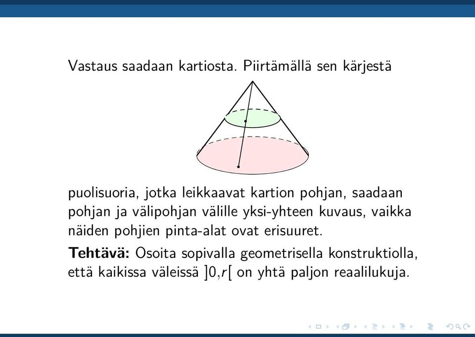 pohjan ja välipohjan välille yksi-yhteen kuvaus, vaikka näiden pohjien