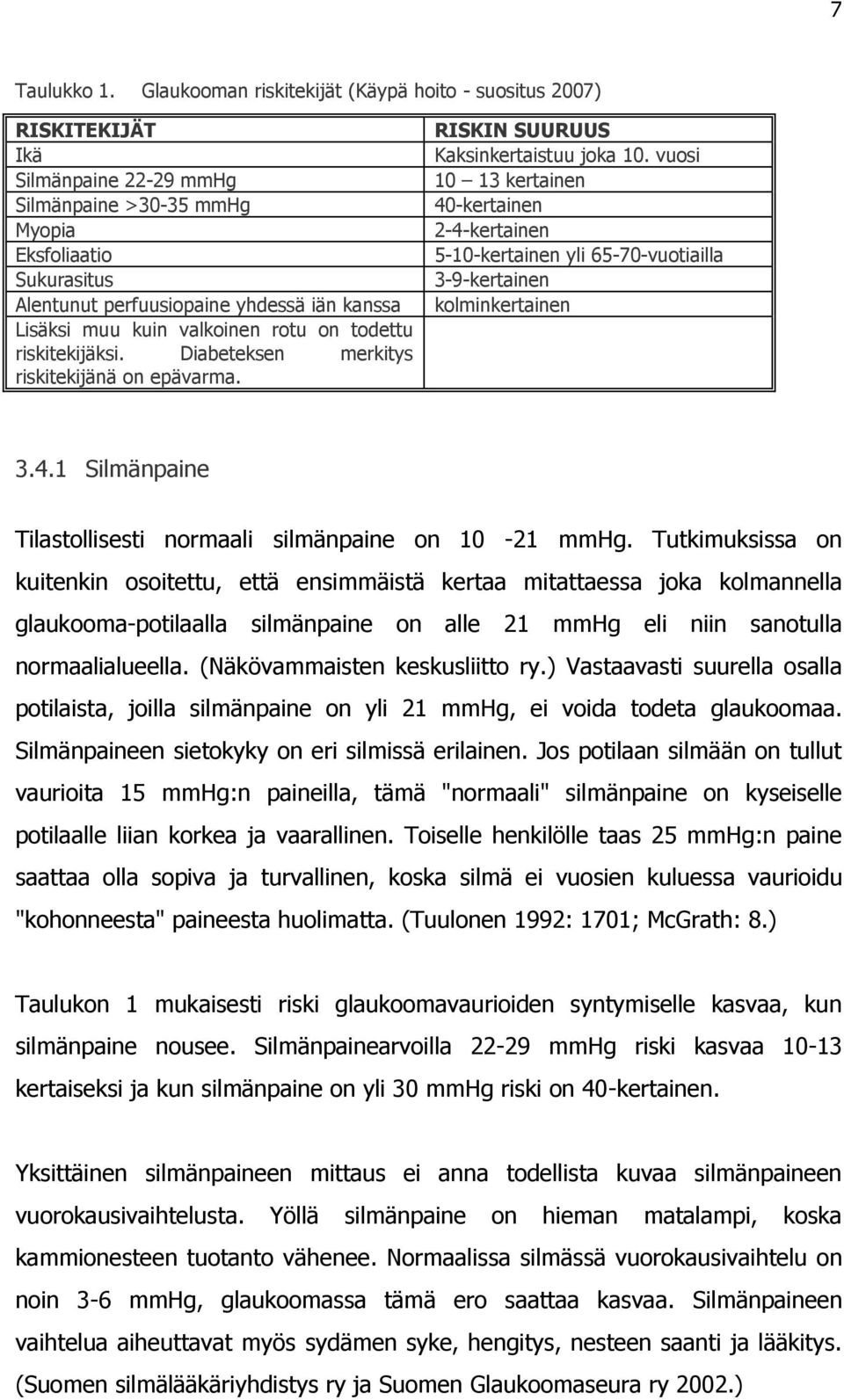 Lisäksi muu kuin valkoinen rotu on todettu riskitekijäksi. Diabeteksen merkitys riskitekijänä on epävarma. RISKIN SUURUUS Kaksinkertaistuu joka 10.