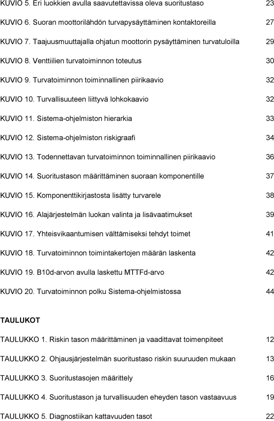 Turvallisuuteen liittyvä lohkokaavio 32 KUVIO 11. Sistema-ohjelmiston hierarkia 33 KUVIO 12. Sistema-ohjelmiston riskigraafi 34 KUVIO 13.