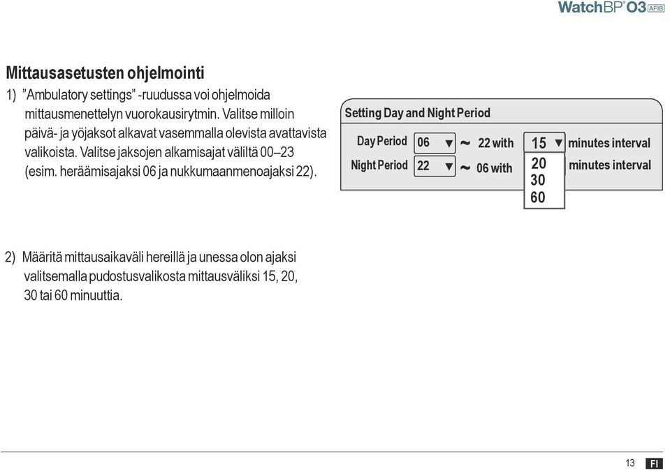 heräämisajaksi 06 ja nukkumaanmenoajaksi 22).