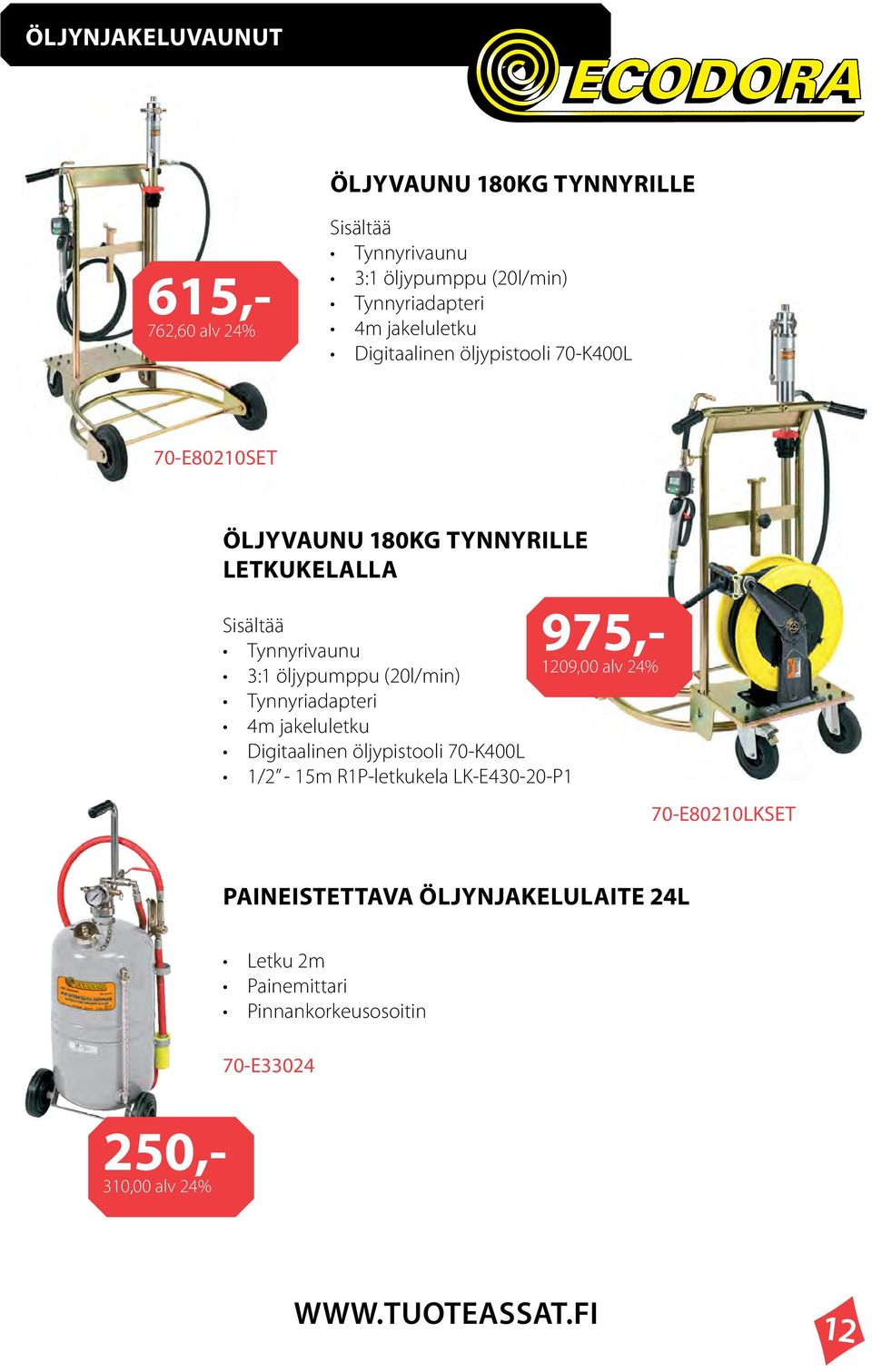 1209,00 alv 24% 3:1 öljypumppu (20l/min) Tynnyriadapteri 4m jakeluletku Digitaalinen öljypistooli 70-K400L 1/2-15m R1P-letkukela