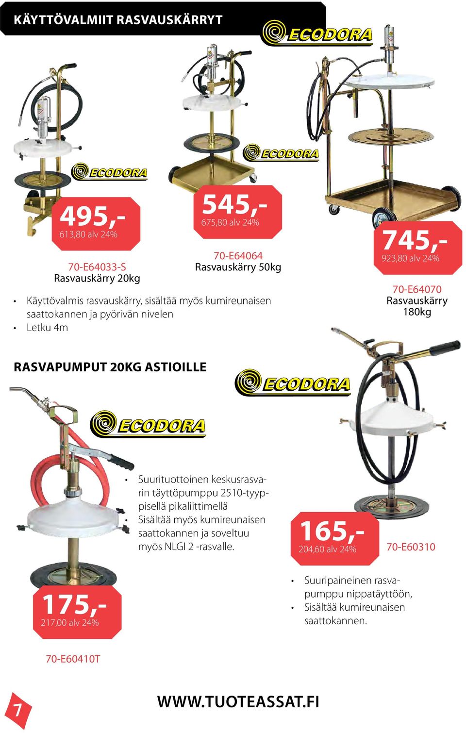 20KG ASTIOILLE Suurituottoinen keskusrasvarin täyttöpumppu 2510-tyyppisellä pikaliittimellä Sisältää myös kumireunaisen saattokannen ja soveltuu myös