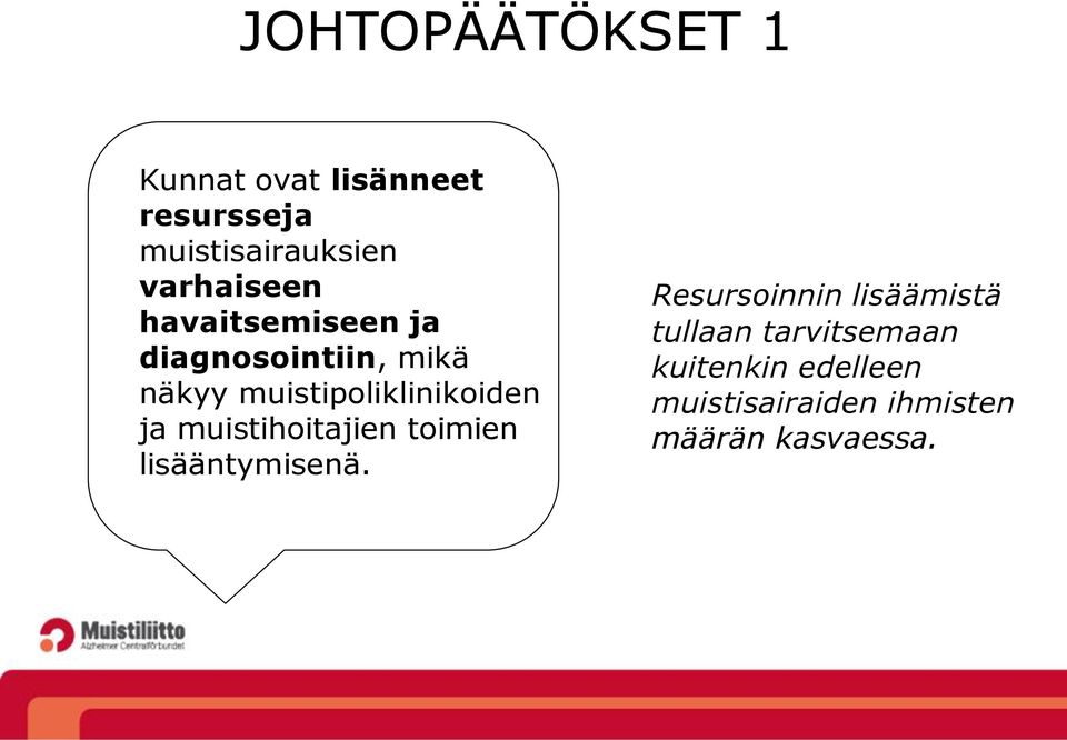 muistipoliklinikoiden ja muistihoitajien toimien lisääntymisenä.