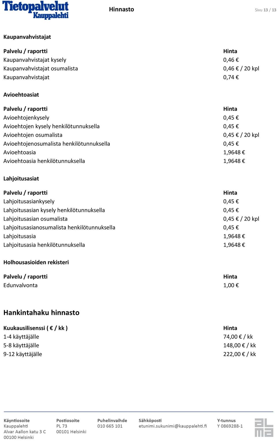 Lahjoitusasiankysely 0,45 Lahjoitusasian kysely henkilötunnuksella 0,45 Lahjoitusasian osumalista 0,45 / 20 kpl Lahjoitusasianosumalista henkilötunnuksella 0,45 Lahjoitusasia 1,9648