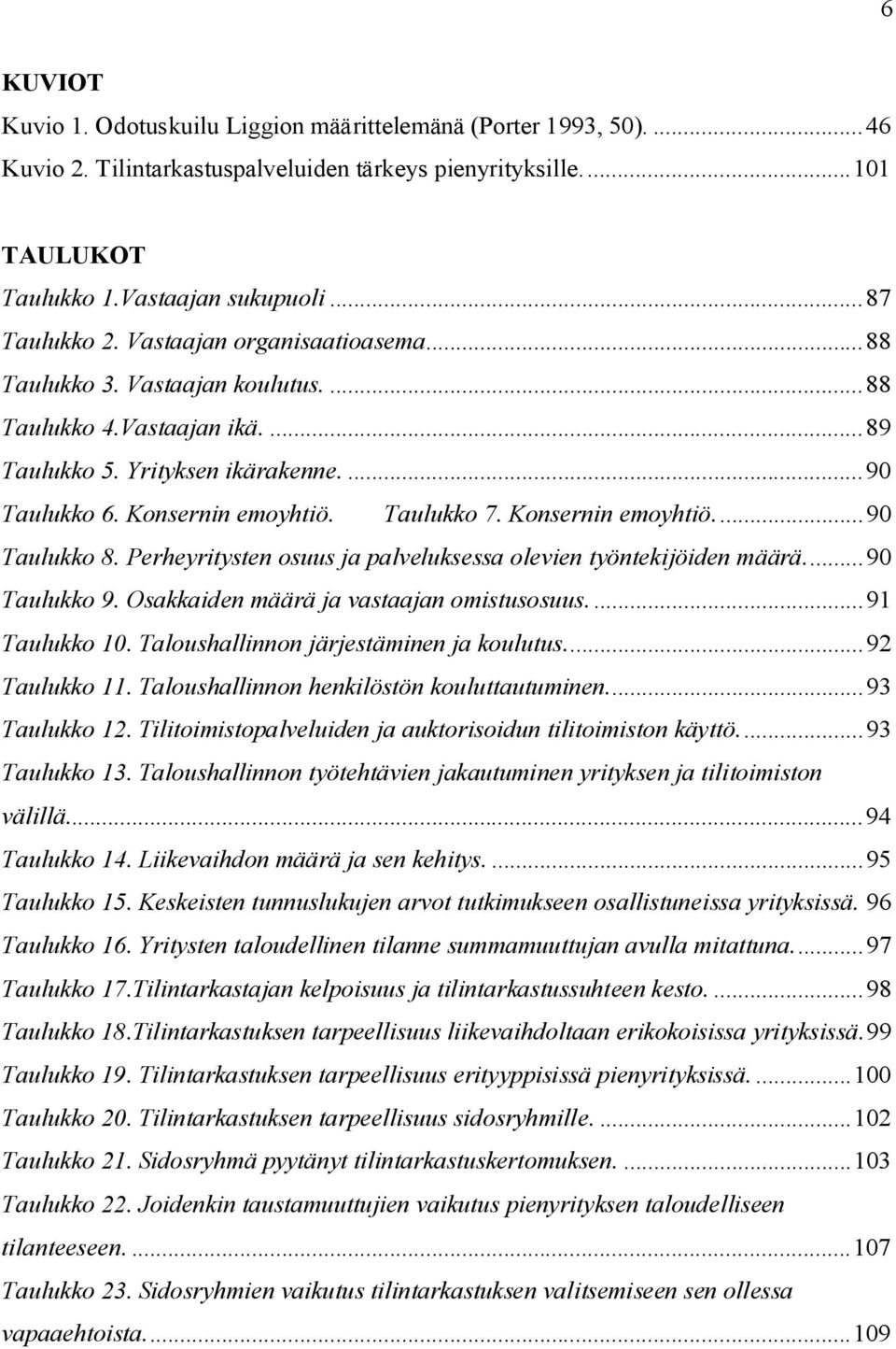 Konsernin emoyhtiö...90 Taulukko 8. Perheyritysten osuus ja palveluksessa olevien työntekijöiden määrä...90 Taulukko 9. Osakkaiden määrä ja vastaajan omistusosuus...91 Taulukko 10.