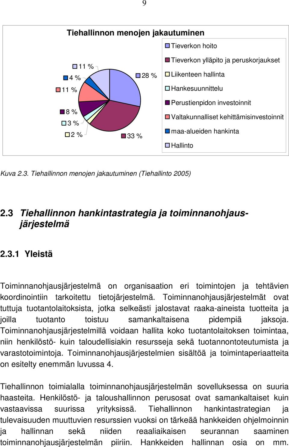 3 Tiehallinnon hankintastrategia ja toiminnanohjausjärjestelmä 2.3.1 Yleistä Toiminnanohjausjärjestelmä on organisaation eri toimintojen ja tehtävien koordinointiin tarkoitettu tietojärjestelmä.