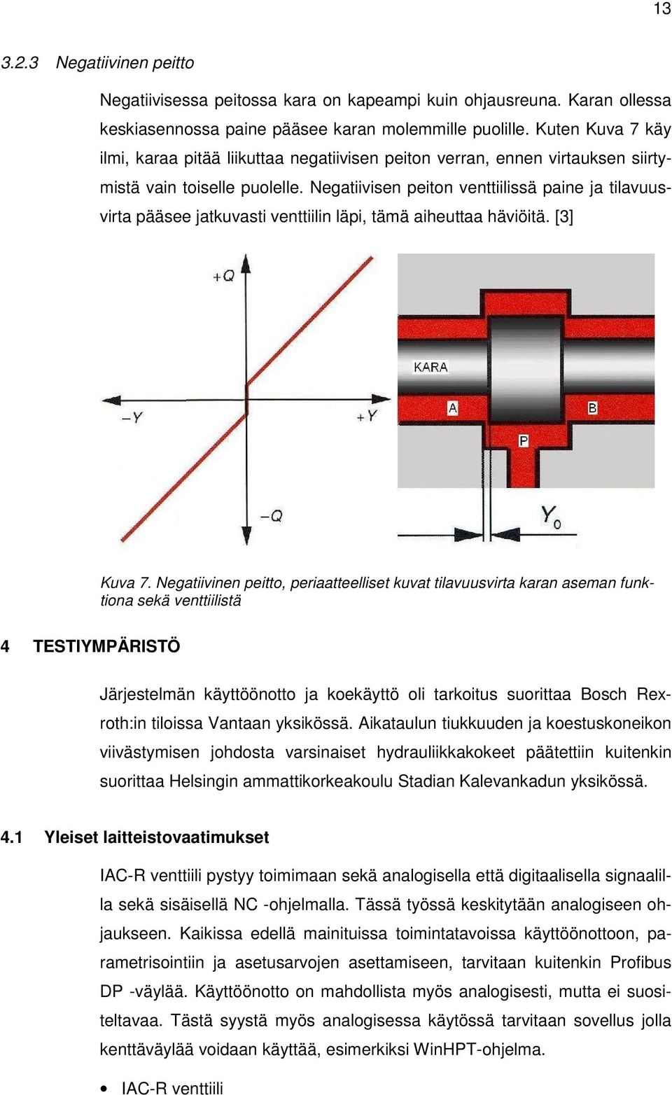 Negatiivisen peiton venttiilissä paine ja tilavuusvirta pääsee jatkuvasti venttiilin läpi, tämä aiheuttaa häviöitä. [3] Kuva 7.