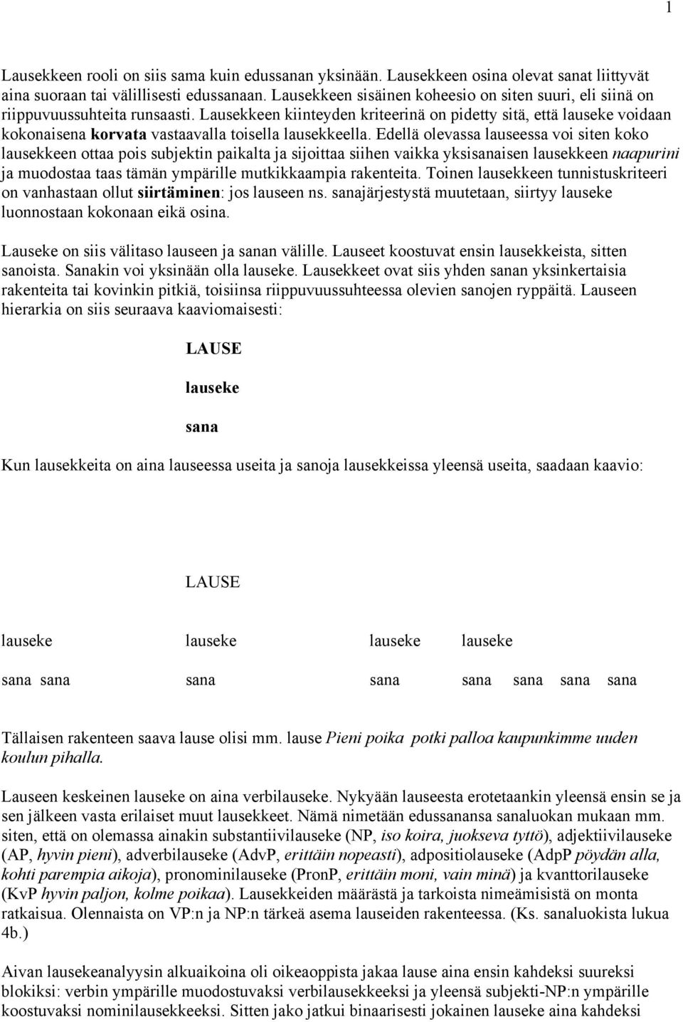 Lausekkeen kiinteyden kriteerinä on pidetty sitä, että lauseke voidaan kokonaisena korvata vastaavalla toisella lausekkeella.