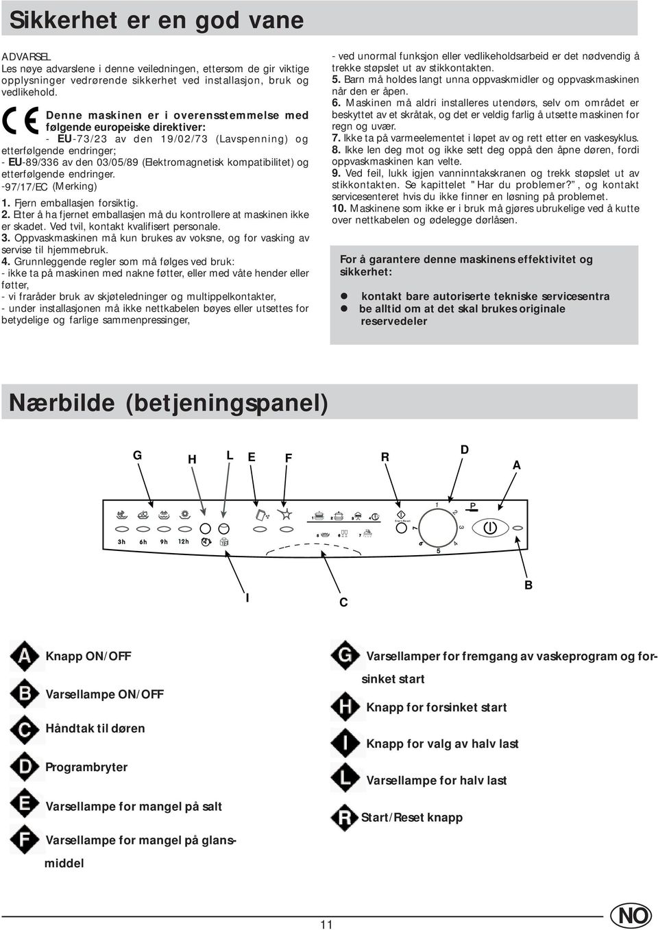 kompatibilitet) og etterfølgende endringer. -97/17/EC (Merking) 1. Fjern emballasjen forsiktig. 2. Etter å ha fjernet emballasjen må du kontrollere at maskinen ikke er skadet.