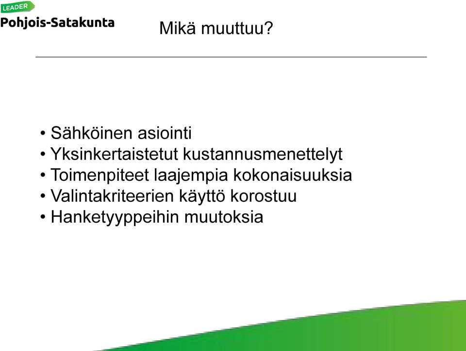 kustannusmenettelyt Toimenpiteet