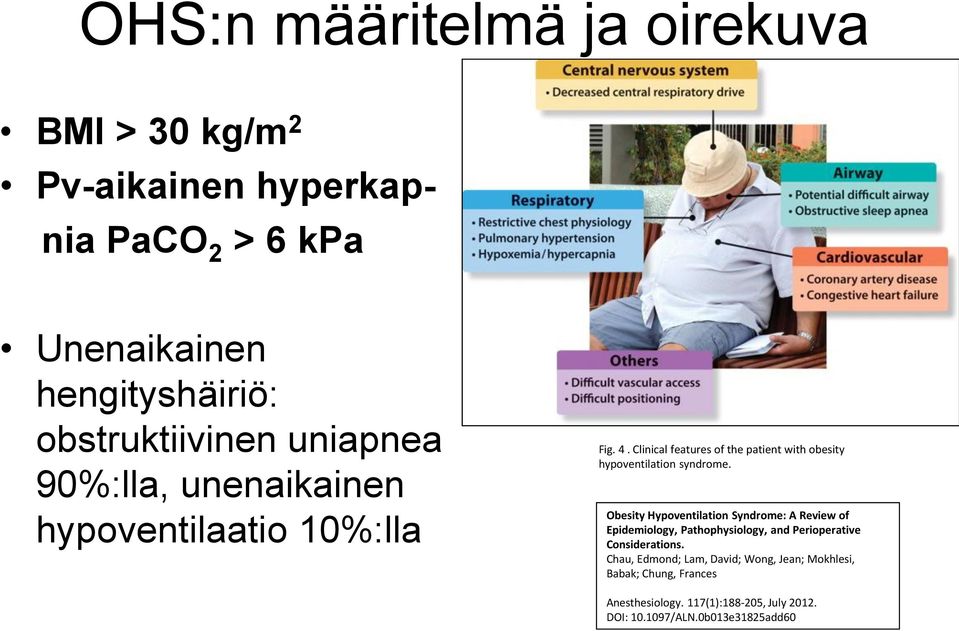 Clinical features of the patient with obesity hypoventilation syndrome.