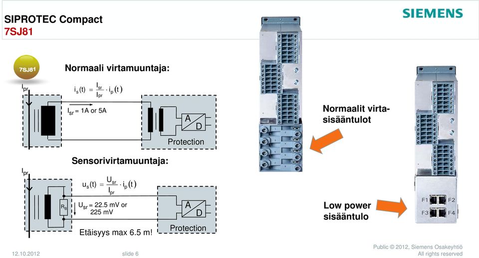 Sensorivirtamuuntaja: I pr u s (t) U I sr pr i p t R B U sr = 22.