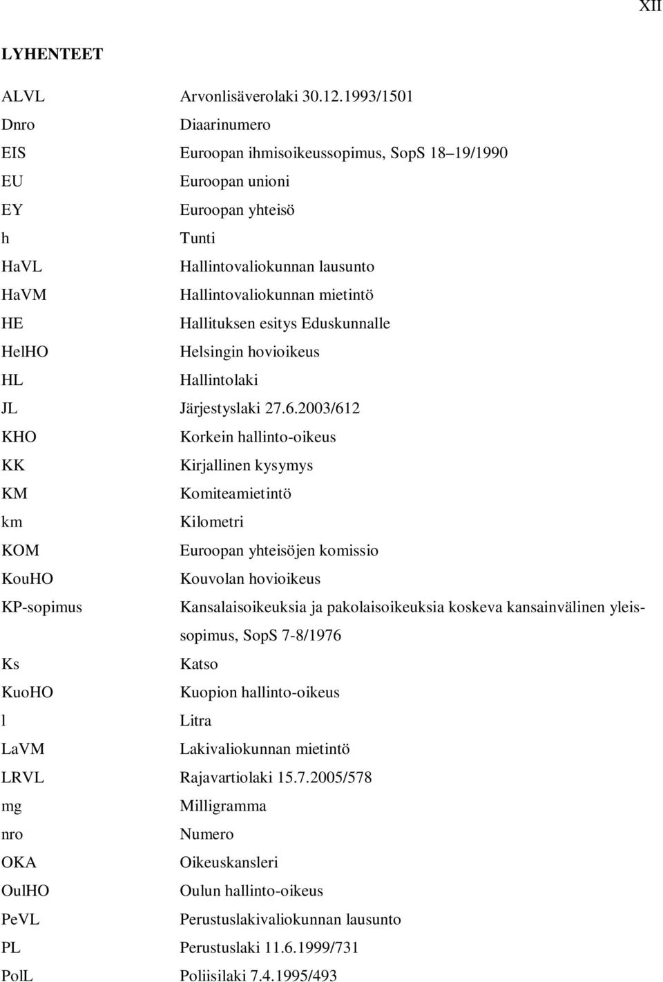 Hallituksen esitys Eduskunnalle HelHO Helsingin hovioikeus HL Hallintolaki JL Järjestyslaki 27.6.