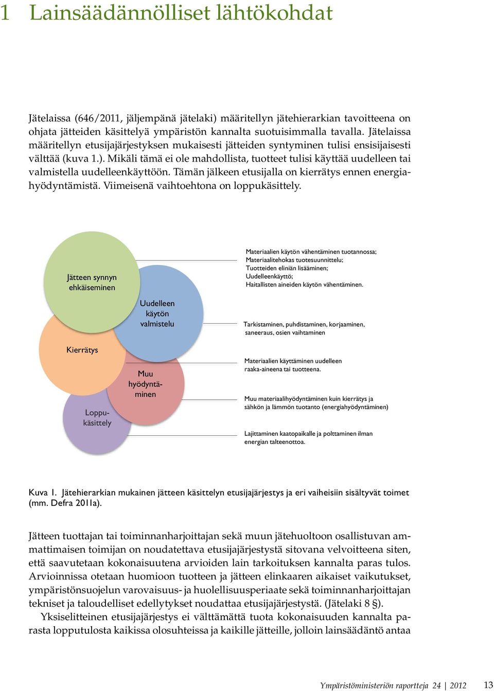 Mikäli tämä ei ole mahdollista, tuotteet tulisi käyttää uudelleen tai valmistella uudelleenkäyttöön. Tämän jälkeen etusijalla on kierrätys ennen energiahyödyntämistä.