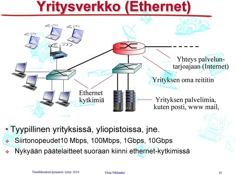 yliopistoissa, jne.