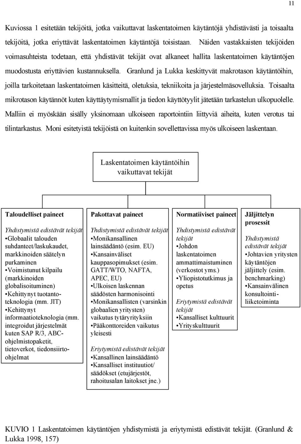 Granlund ja Lukka keskittyvät makrotason käytäntöihin, joilla tarkoitetaan laskentatoimen käsitteitä, oletuksia, tekniikoita ja järjestelmäsovelluksia.