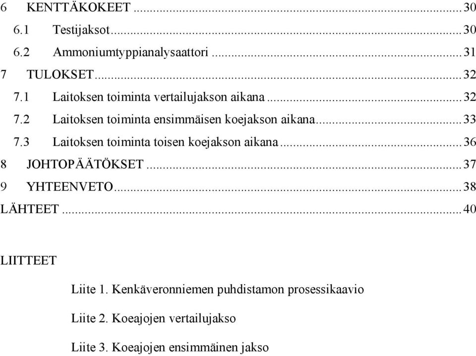 3 Laitoksen toiminta toisen koejakson aikana...36 8 JOHTOPÄÄTÖKSET...37 9 YHTEENVETO...38 LÄHTEET.