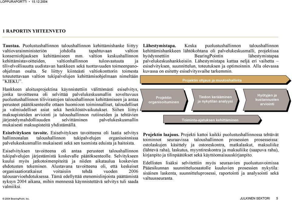 Se liittyy kiinteästi valtiokonttorin toimesta toteutettavaan valtion tukipalvelujen kehittämisohjelmaan nimeltään KIEKU.