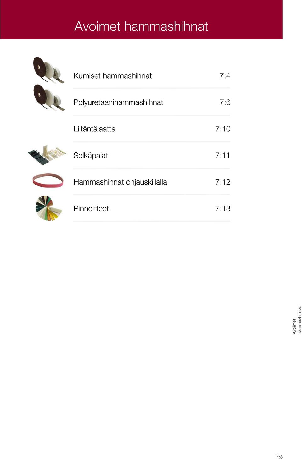 Liitäntälaatta 7:10 Selkäpalat 7:11
