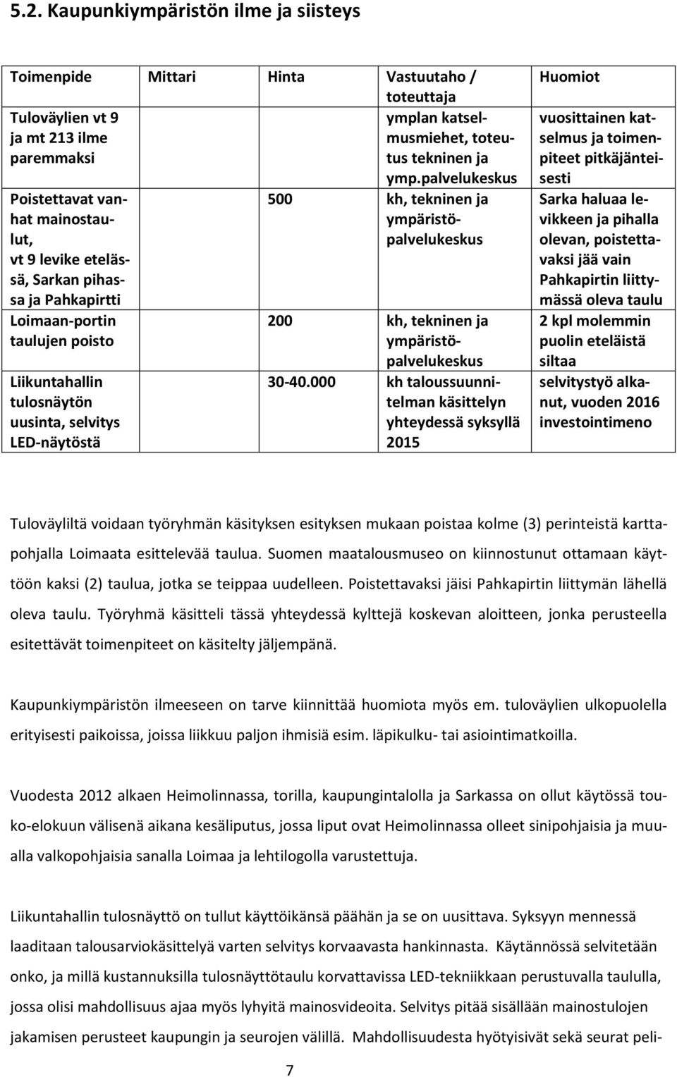 palvelukeskus 500 kh, tekninen ja ympäristöpalvelukeskus 200 kh, tekninen ja ympäristöpalvelukeskus 30-40.