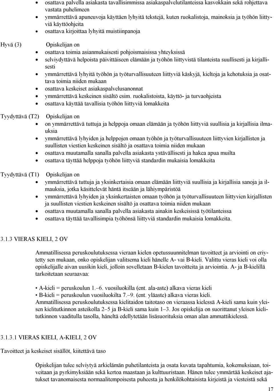 elämään ja työhön liittyvistä tilanteista suullisesti ja kirjallisesti ymmärrettävä lyhyitä työhön ja työturvallisuuteen liittyviä käskyjä, kieltoja ja kehotuksia ja osattava toimia niiden mukaan