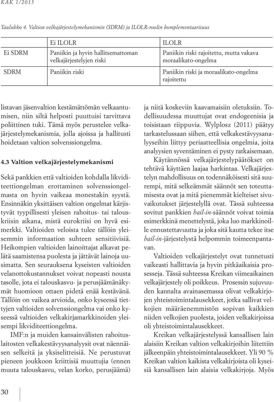 moraalikato-ongelma SDRM Paniikin riski Paniikin riski ja moraalikato-ongelma rajoitettu listavan jäsenvaltion kestämättömän velkaantumisen, niin siltä helposti puuttuisi tarvittava poliittinen tuki.