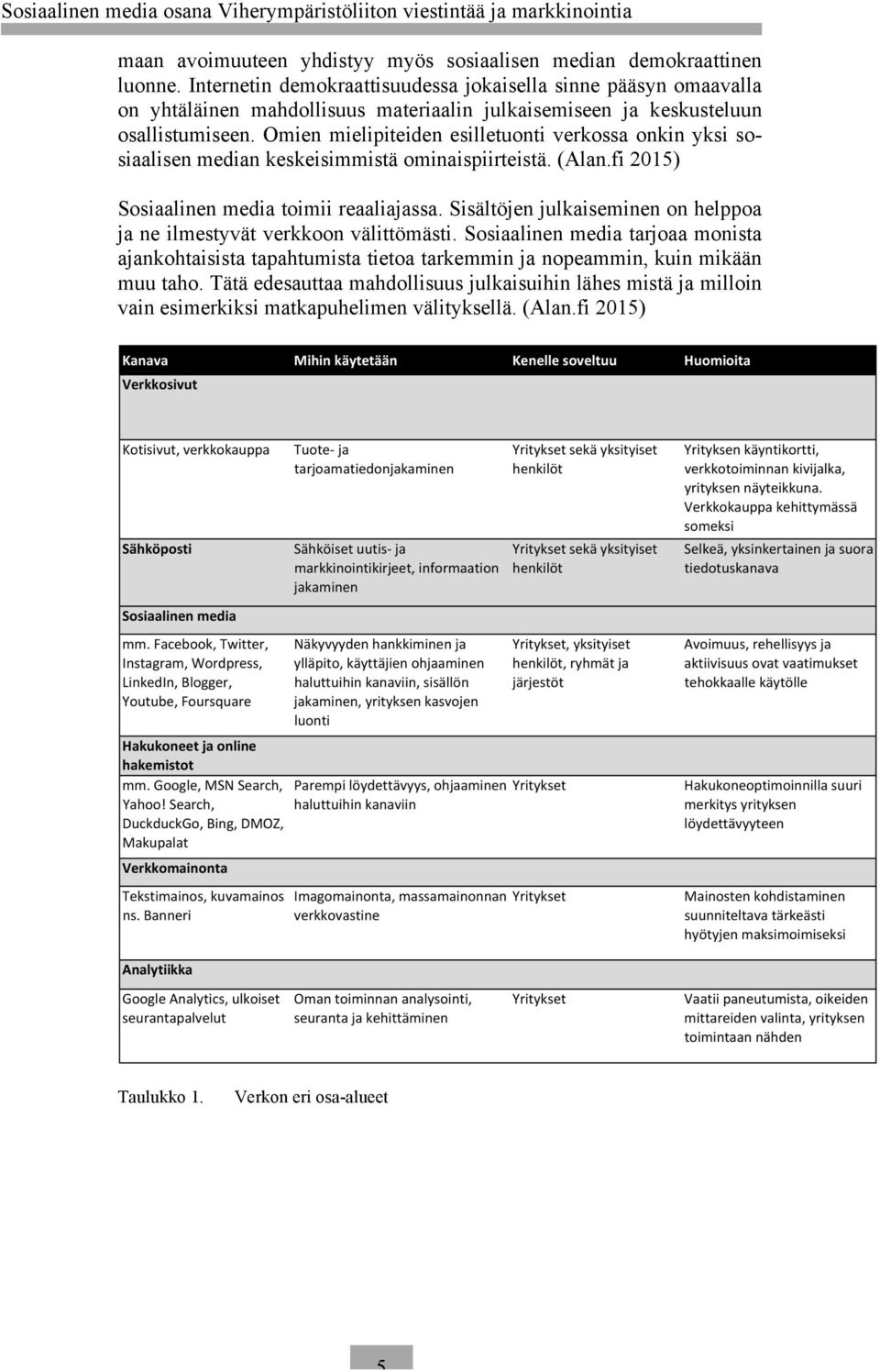 Omien mielipiteiden esilletuonti verkossa onkin yksi sosiaalisen median keskeisimmistä ominaispiirteistä. (Alan.fi 2015) Sosiaalinen media toimii reaaliajassa.